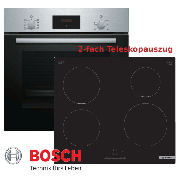 Bosch Herdset HBF134 +  PUE611BB5E Autark Einbaubackofen mit Induktionkochfeld