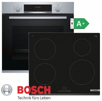 Bosch Herdset Autark Einbaubackofen Silber mit Induktionskochfeld PUE63RBB5E