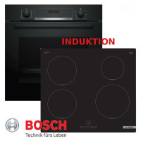 Bosch Herdset PUE611 + HBA534EB0 Autark Einbaubackofen mit Induktionkochfeld