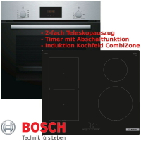 Bosch Herdset HBF134YS1 autark Einbaubackofen mit Induktionkochfeld Glaskeramik