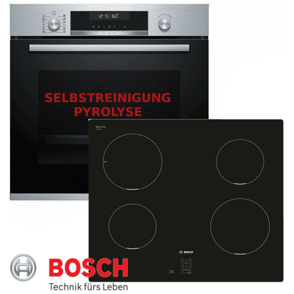 Bosch Herdset HBG578 + PUG611AA5E Autark Einbaubackofen mit Induktionkochfeld