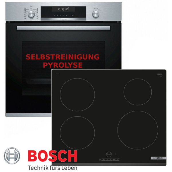 Bosch Herdset HBG578 + PUE63 Autark Einbaubackofen mit Induktionkochfeld