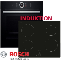 Bosch Herdset HBG633NB1 + PUG611AA5E Einbaubackofen mit Induktionkochfeld