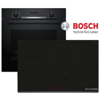 Bosch Herdset PVS831 + HBA534 Autark Einbaubackofen mit Induktionkochfeld 80 cm