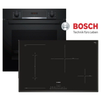 Bosch Herdset PVS851 + HBA534 Autark Einbaubackofen mit Induktionkochfeld 80 cm