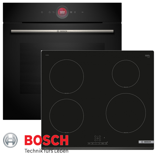 Bosch Herdset HBG7341B1 Autark Einbaubackofen mit Induktionkochfeld PUE63