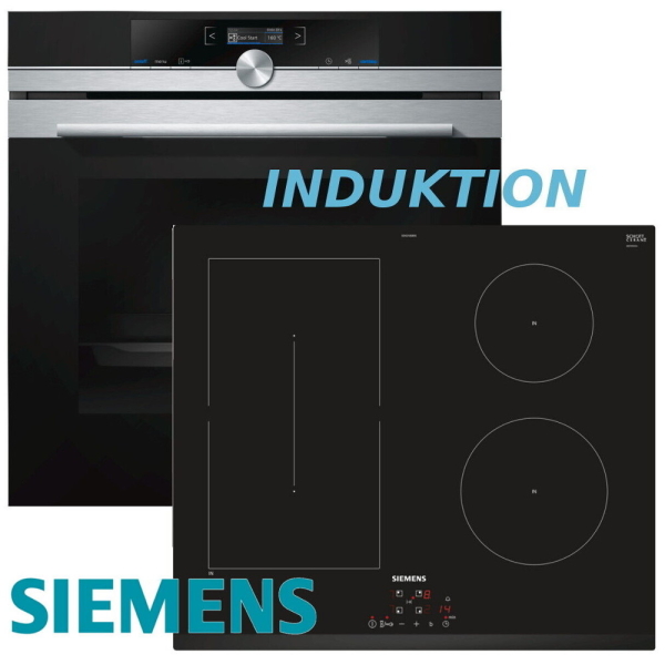 Siemens Herdset HB634GBS1 Einbaubackofen mit Induktionkochfeld Flex Zone