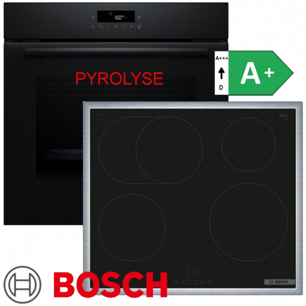 Bosch Herdset HBA571BB Autark Einbaubackofen mit Induktionkochfeld mit Rahmen
