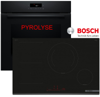 Bosch Herdset HBA571 Autark Einbaubackofen Pyrolyse mit Induktionkochfeld 80 cm