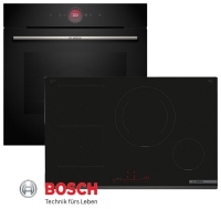 Bosch Herdset HBG7341B1 Autark Einbaubackofen mit Indiktionkochfeld 80cm
