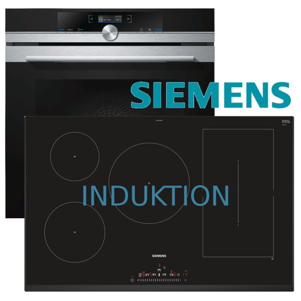 Siemens Herdset HB672GBS1 Autark Einbaubackofen mit Induktionkochfeld 80 cm