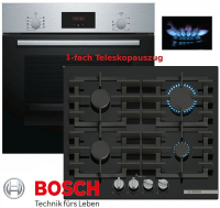 Bosch Gas Herdset Autark Elektro Backofen 1-fach Teleskop...