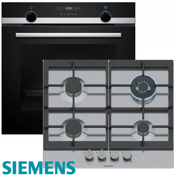 Siemens Gas Herdset Autark Elektro Backofen HB537GES3 + Gas Kochfeld Edelstahl