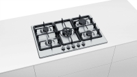 Bosch Gas Herdset Autark Elektro Backofen HBA534ES3 + Gas Kochfeld Edelstahl 75cm