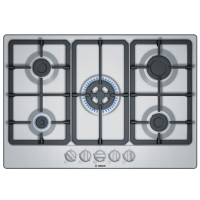 Bosch Gas Herdset Autark Elektro Backofen HBA534ES3 + Gas Kochfeld Edelstahl 75cm