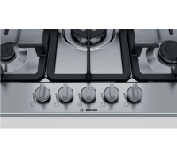 Bosch Gas Herdset Autark Elektro Backofen HBA534ES3 + Gas Kochfeld Edelstahl 75cm