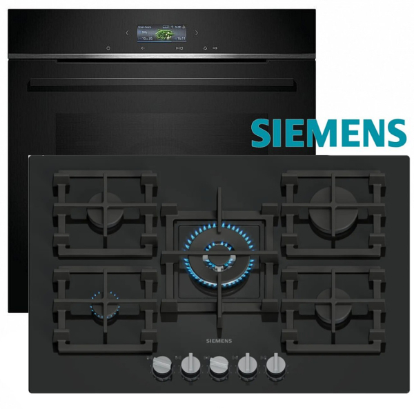 Siemens Gas Herdset Autark Elektro Backofen HB734G1B1 + Gas Kochfeld  Hartglas 75cm