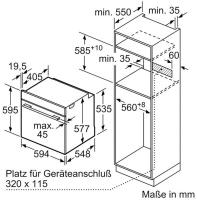 Bosch Gas Herdset Autark Elektro Backofen HBG7341B1 + Gas Kochfeld gehärtetes Glas 91,5 cm