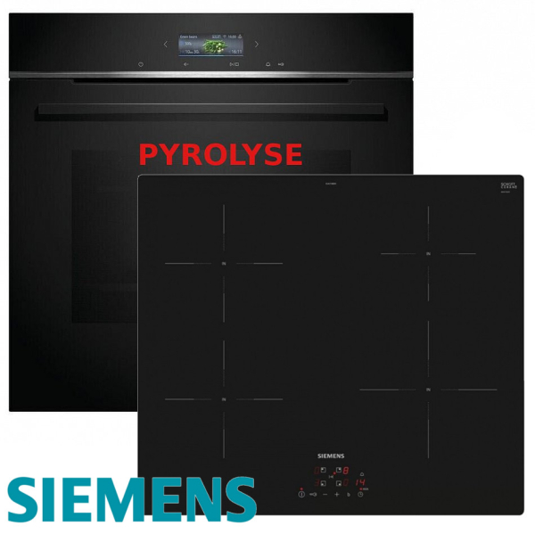 Siemens Herdset HB774G1B1 Autark Pyrolyse Enbaubackofen mit Induktion kochfeld 60 cm