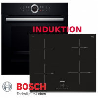 Bosch Bosch HBG633NB1 + PIE631FB1E Herdset Induktion, Backofen Serie 8 / Schwarz
