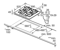 Bosch Einbau Sparset -Backofen mit Teleskop + Einbau Mikrowelle+ Gas Kochfeld Bosch PNP6B6K40+ Einbau Mikrowelle