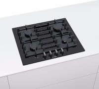 Bosch PPP6A6B90, Gaskochfeld, Autark, schwarz, Oberfläche Glaskeramik, Gusseisenrahmen