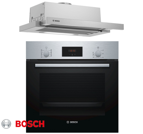 Bosch Sparset Autark -Backofen + Dunstabzugshaube, Serie 4 Flachschirmhaube 60cm