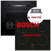 Bosch Herdset Autark, Backofen Schwarz + Kochfeld...