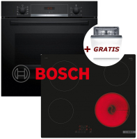 Bosch Herdset Autark, Backofen Schwarz + Kochfeld...