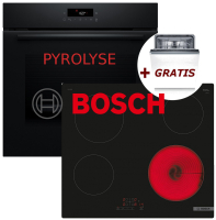Bosch Herdset Pyrolyse-Selbstreinigung, Backofen Schwarz...